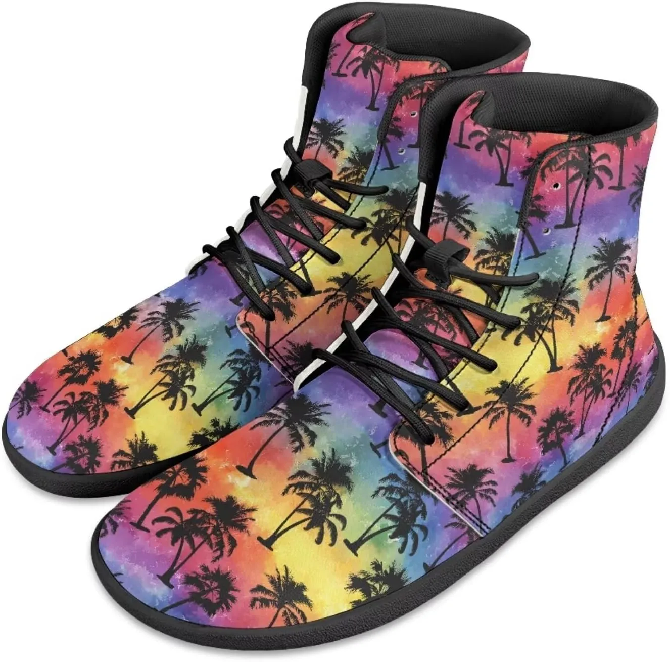 Howilath Hawaiian Coconut Tree High Top Shoes Minimalist Shoes Men Waterproof Running Cross Training Shoe