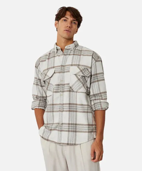 INDUSTRIE - The Derby L/S Shirt - Taupe Tweed