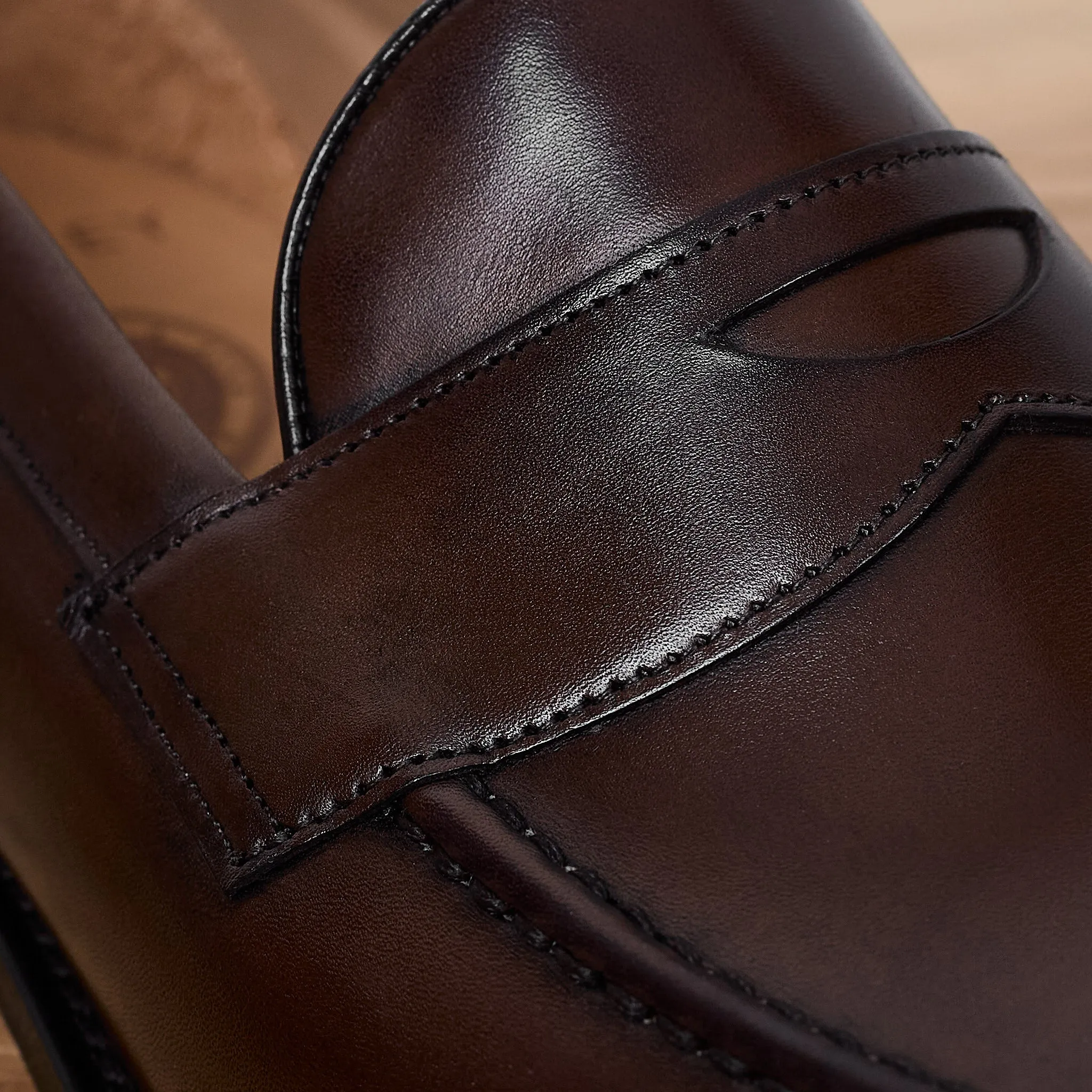 joseph cheaney & sons | hudson penny loafer in mocha calf leather