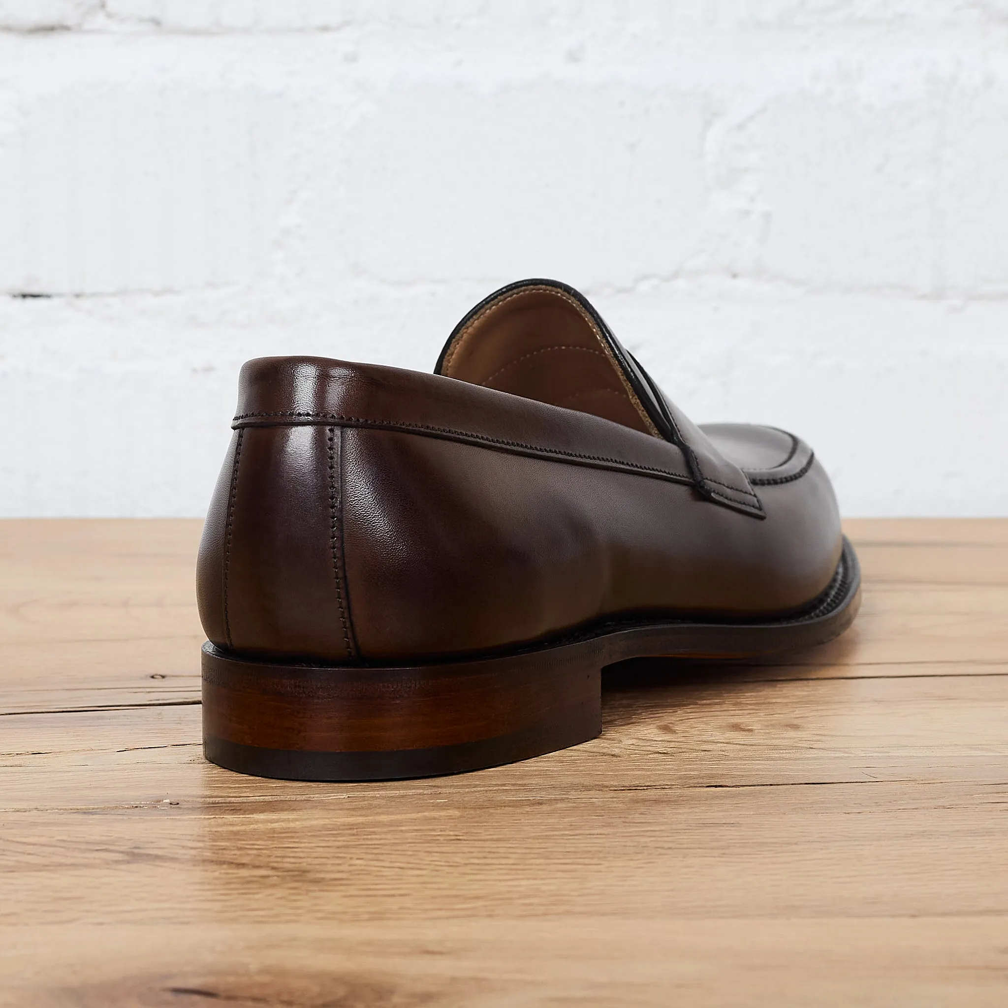 joseph cheaney & sons | hudson penny loafer in mocha calf leather