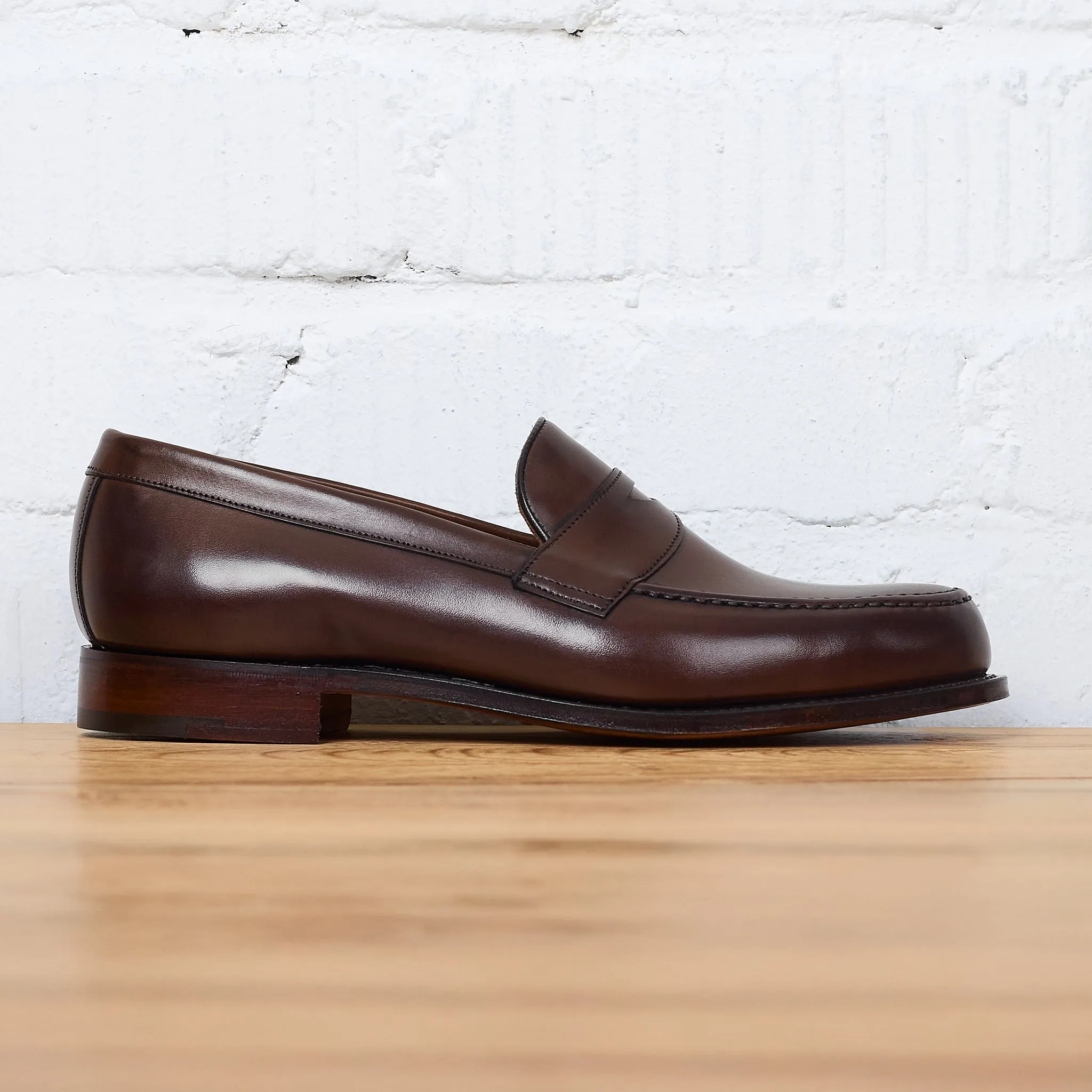 joseph cheaney & sons | hudson penny loafer in mocha calf leather