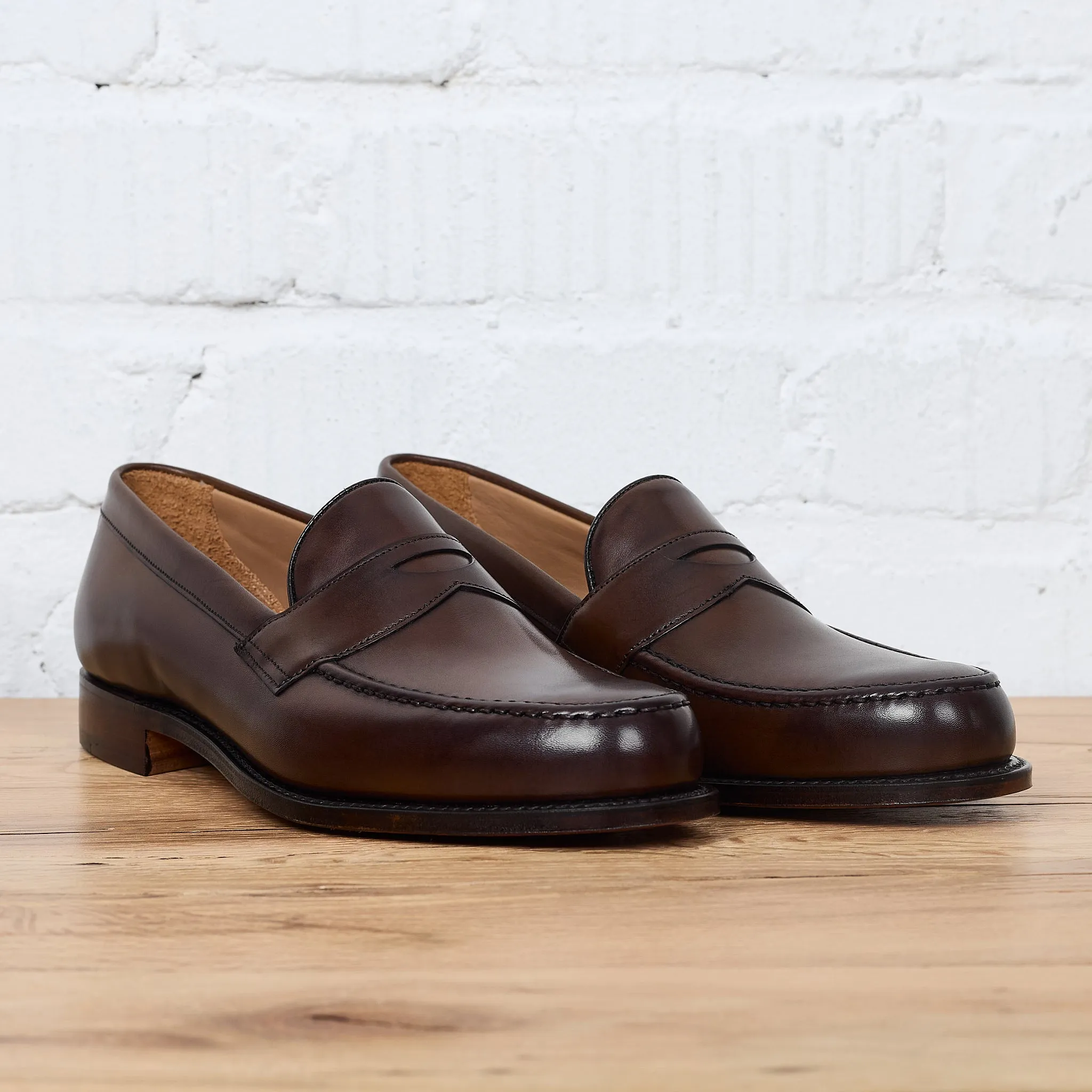 joseph cheaney & sons | hudson penny loafer in mocha calf leather