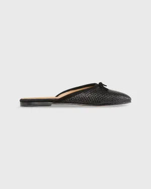 Joy Mule in Black Coated Basketweave