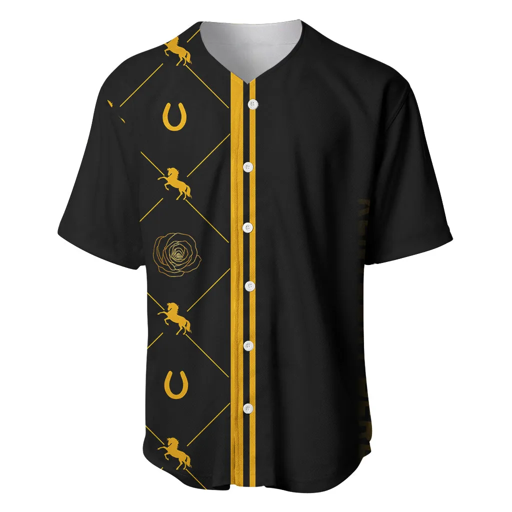 Kentucky Derby Baseball Jersey Luxury Black And Gold LT7