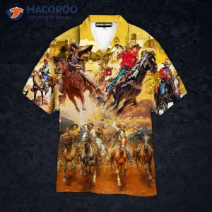 Kentucky Derby Cowboys: Real Men Ride Horses In Orange Hawaiian Shirts.