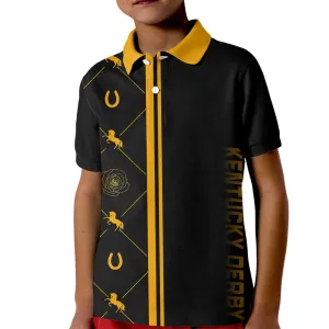 Kentucky Derby Kid Polo Shirt Luxury Black And Gold LT7