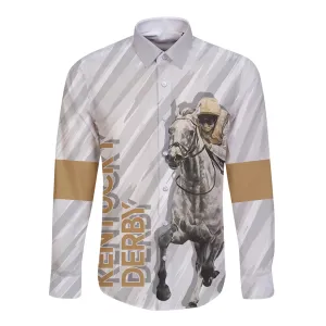 Kentucky Derby Long Sleeve Button Shirt Horse Racing LT7