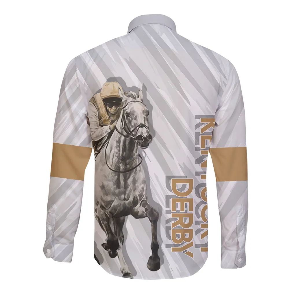 Kentucky Derby Long Sleeve Button Shirt Horse Racing LT7