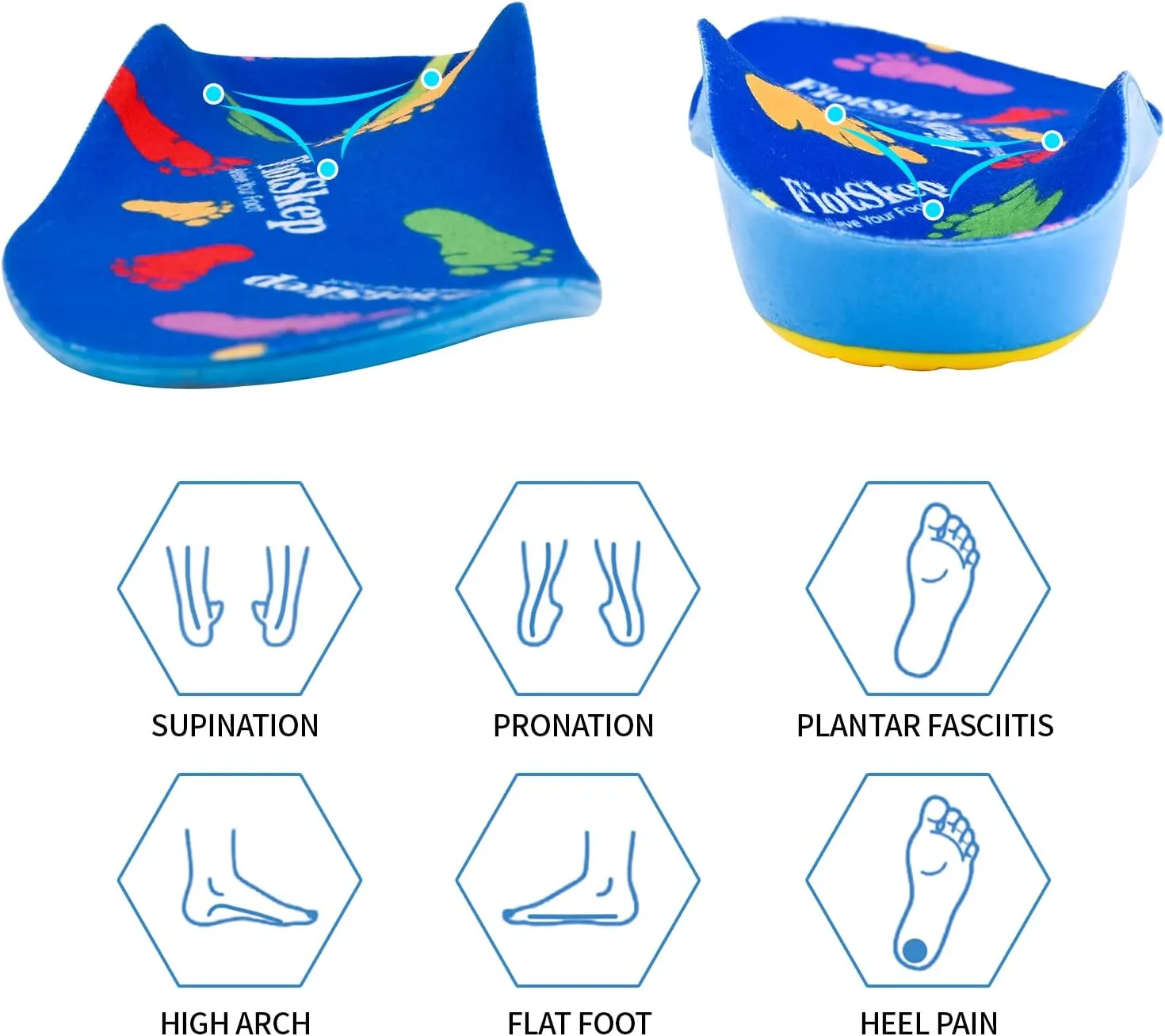 Kids Arch Support Orthotics Plantar Fasciitis Flat Feet PU Foam Inserts Relieve Foot Back Hip Leg and Knee Pain, Gel Cushion for Heel Pain