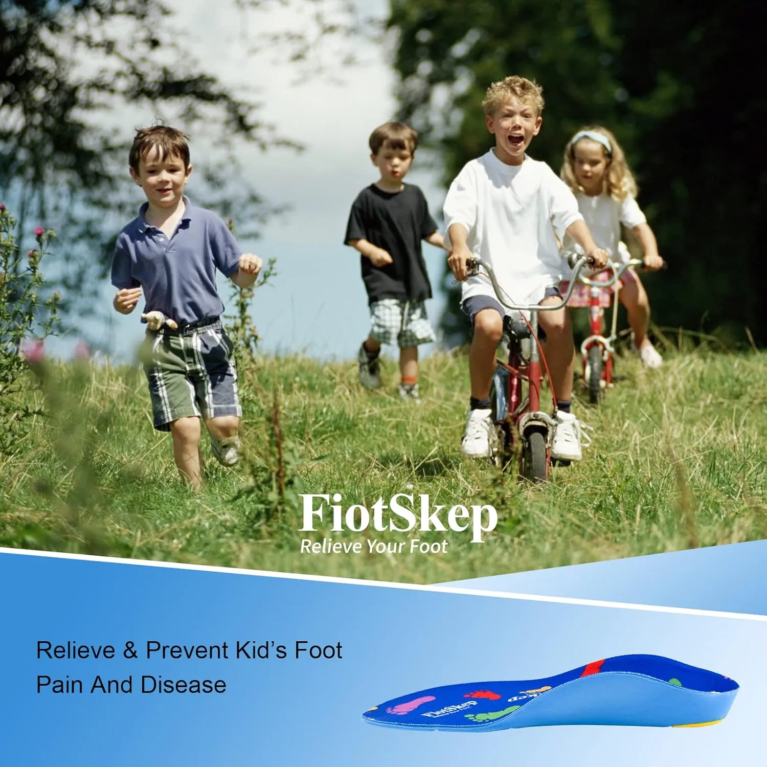 Kids Arch Support Orthotics Plantar Fasciitis Flat Feet PU Foam Inserts Relieve Foot Back Hip Leg and Knee Pain, Gel Cushion for Heel Pain