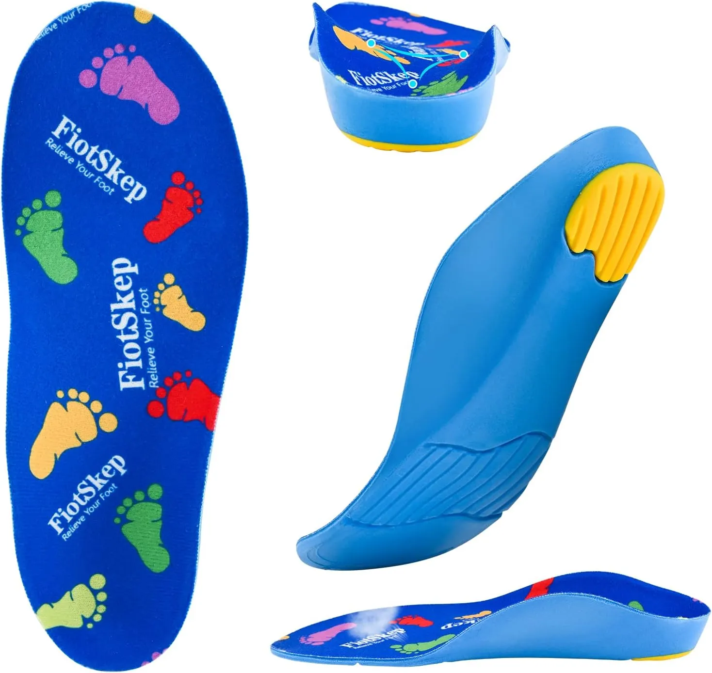 Kids Arch Support Orthotics Plantar Fasciitis Flat Feet PU Foam Inserts Relieve Foot Back Hip Leg and Knee Pain, Gel Cushion for Heel Pain