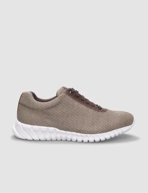 Knit Beige Lace-Up Men's Sneakers SCB-7843