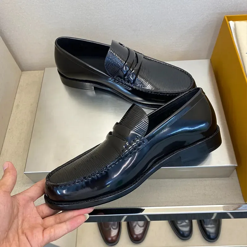 L V LOAFER GLAZED - BLACK