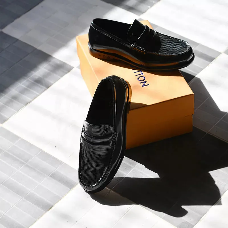 L V LOAFER GLAZED - BLACK