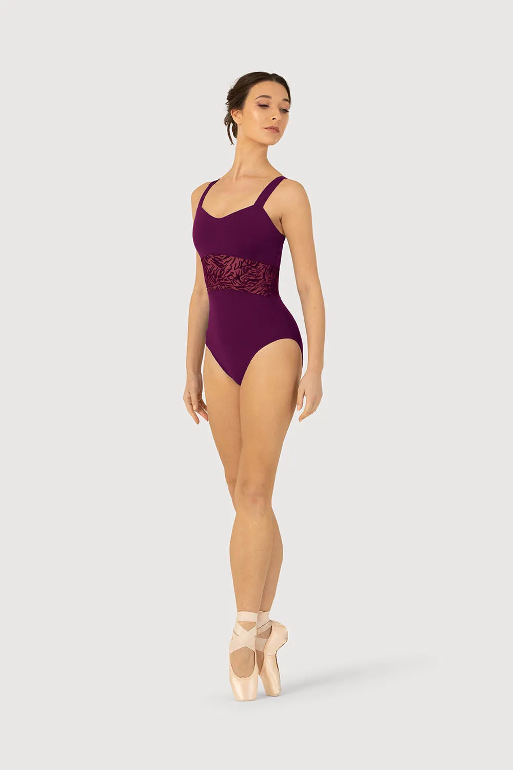 L51297 - Bloch Chloe Mesh Panelled Womens Wide Strap Leotard