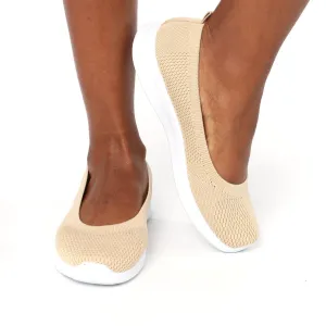 Ladies Knit Sneaker Pump - Taupe