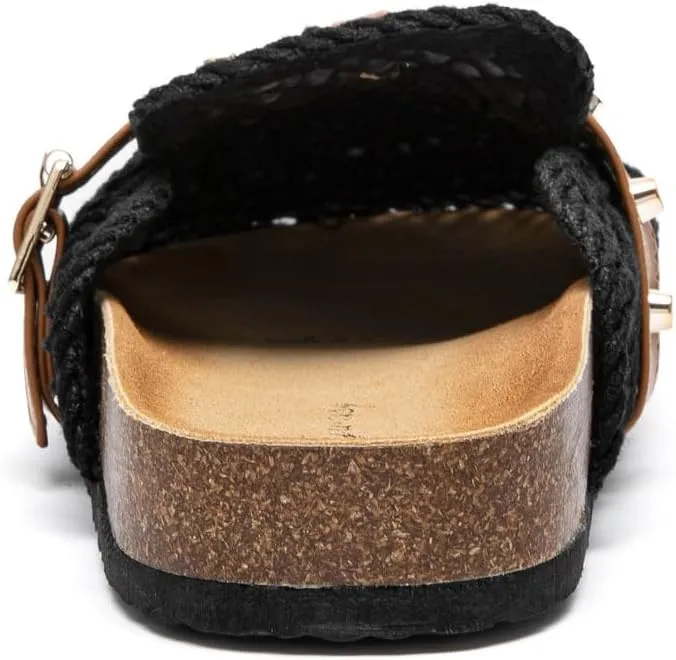 Lryweisy Women Weave Sandals Comfortable Flats Crochet Clogs with Arch Support Footwear