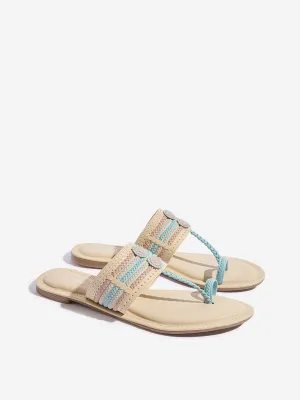 LUNA BLU Blue Braided Kolhapuri Sandals