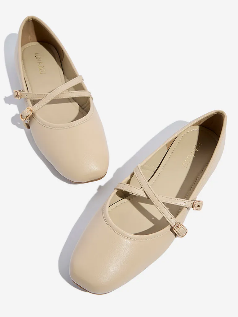 LUNA BLU Ivory Criss-Cross-Detailed Ballerina