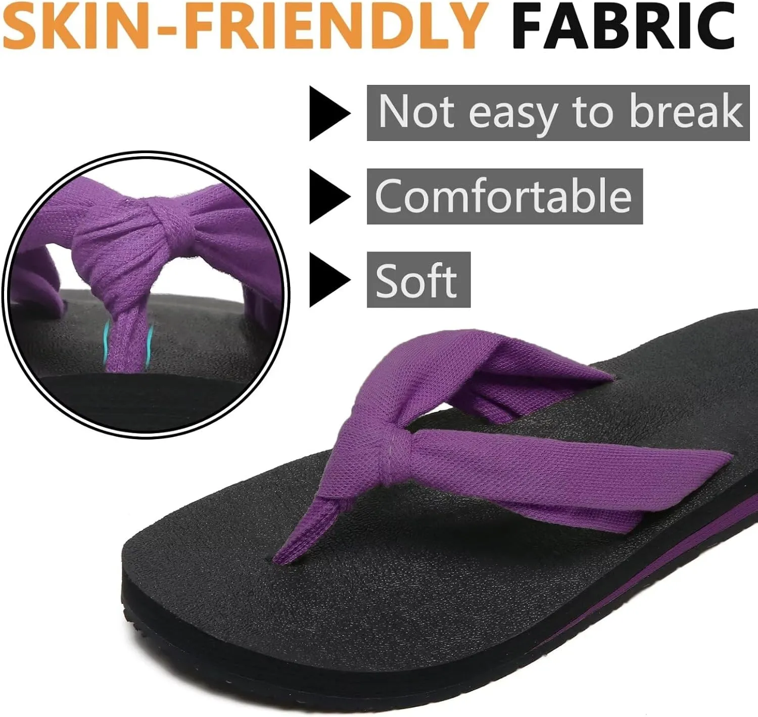 MAIITRIP Womens Comfortable Cloth Strap Flip Flops with Arch Support