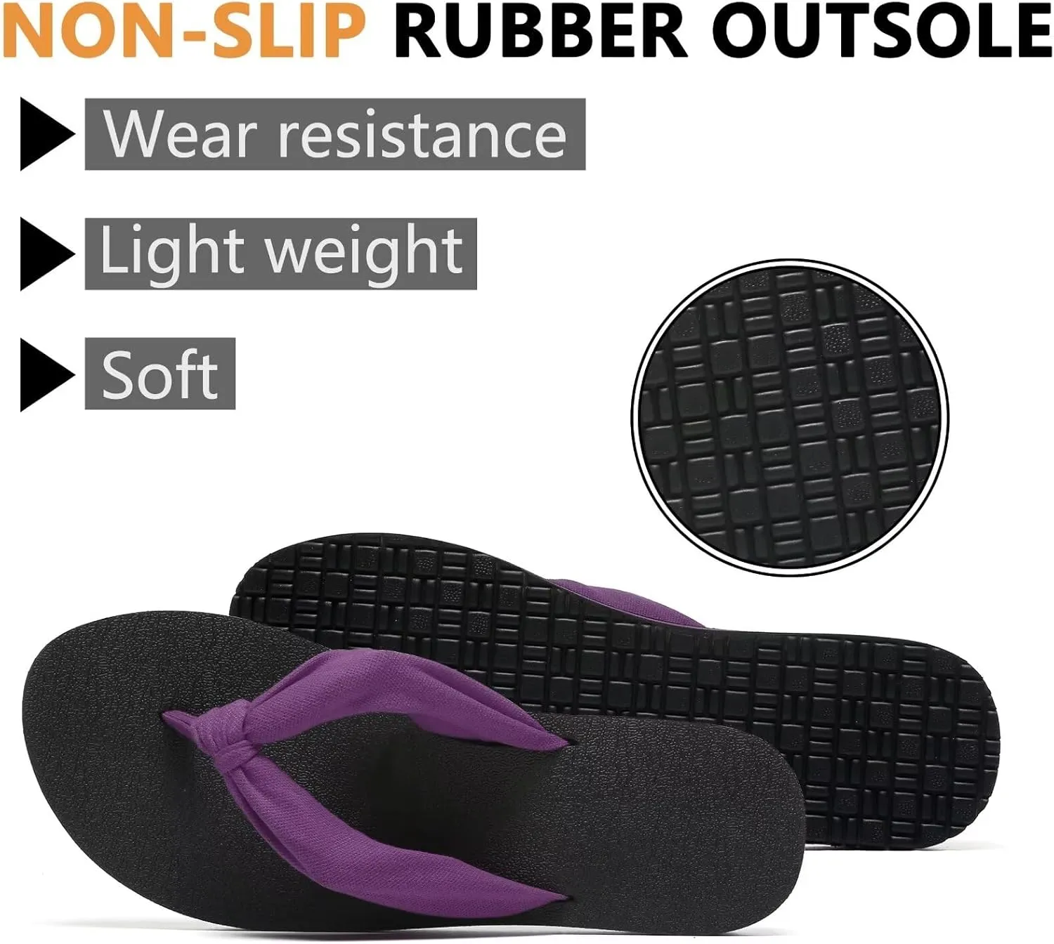 MAIITRIP Womens Comfortable Cloth Strap Flip Flops with Arch Support