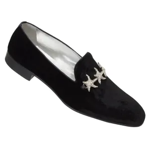 Mauri 4726 Black Moiré Fabric Evening Loafer Shoes