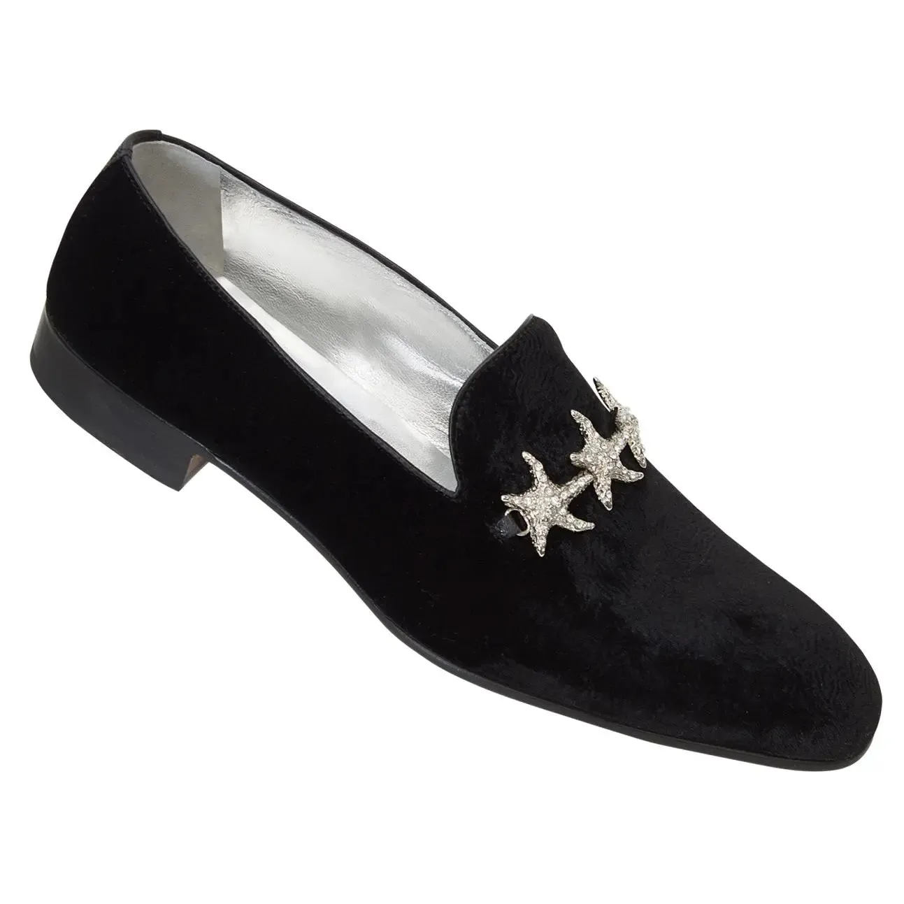 Mauri 4726 Black Moiré Fabric Evening Loafer Shoes