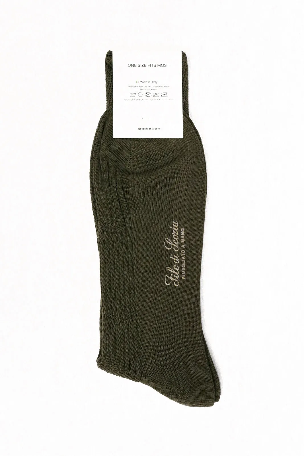 Mellow Olive Combed Cotton Ribbed Socks
