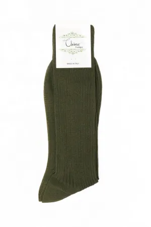 Mellow Olive Combed Cotton Ribbed Socks