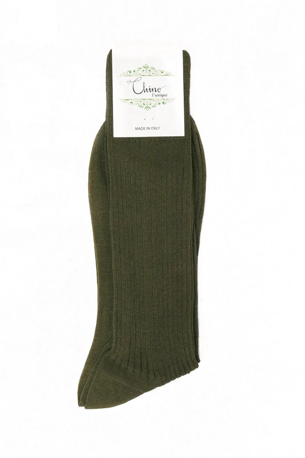 Mellow Olive Combed Cotton Ribbed Socks