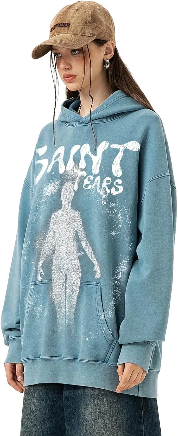 Men's Graphic Print Oversized Vintage Hoodies Casual High Gram Heavy Washed Cotton Winter Hoodies