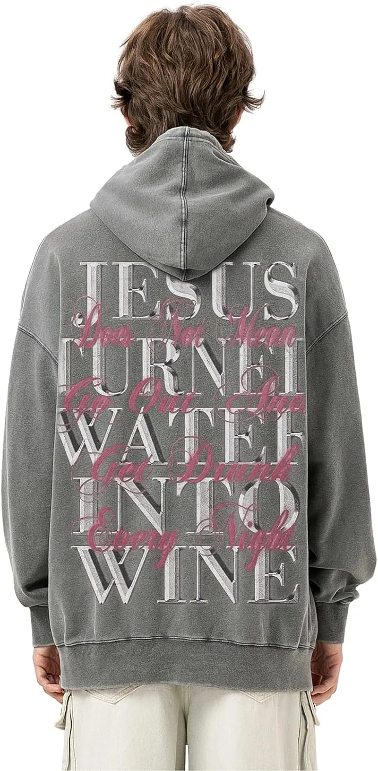 Men's Jesus Disciple Print - Sundays Off Edition Hoodies Casual Oversized Vintage Sweatshirts Khaki
