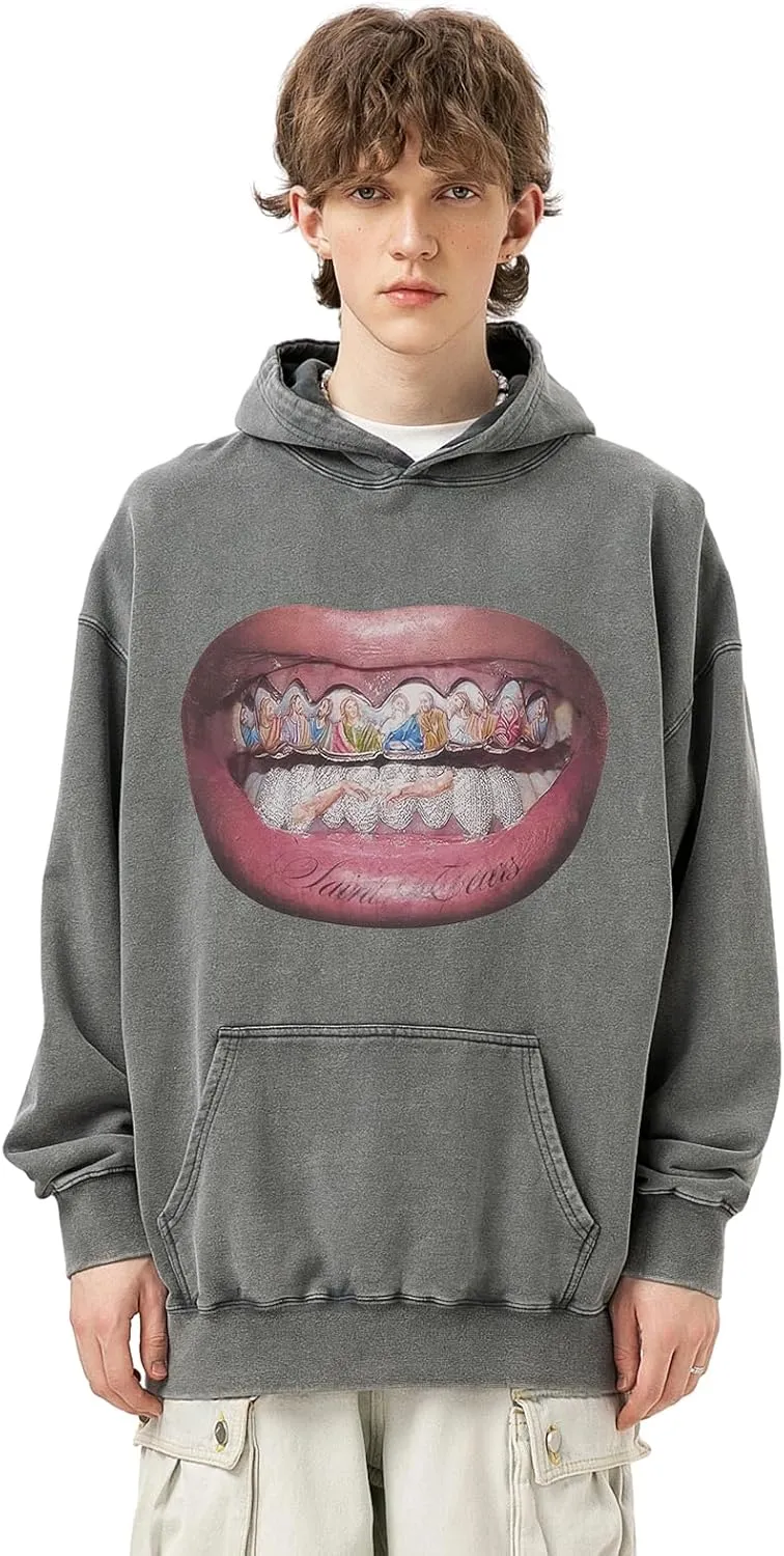 Men's Jesus Disciple Print - Sundays Off Edition Hoodies Casual Oversized Vintage Sweatshirts Khaki