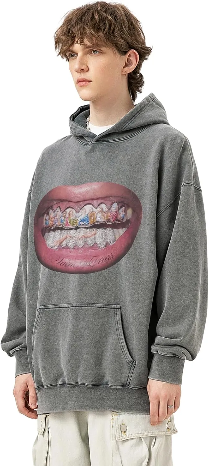 Men's Jesus Disciple Print - Sundays Off Edition Hoodies Casual Oversized Vintage Sweatshirts Khaki