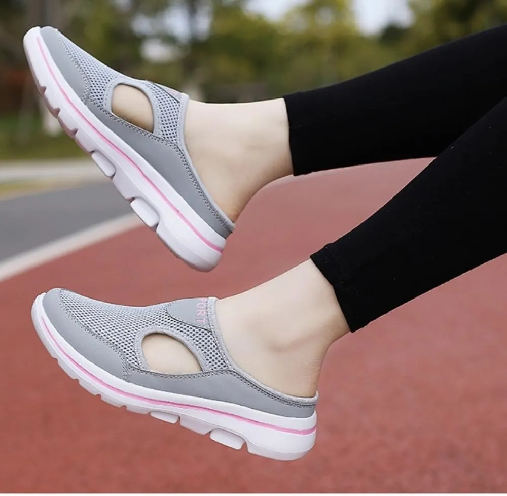 Men's Orthopedic Hollow-Out Summer Sandals, Slip On Mesh Shoes Sandals Breathable, Knit Mesh Walking Beach Sandals with Arch Support
