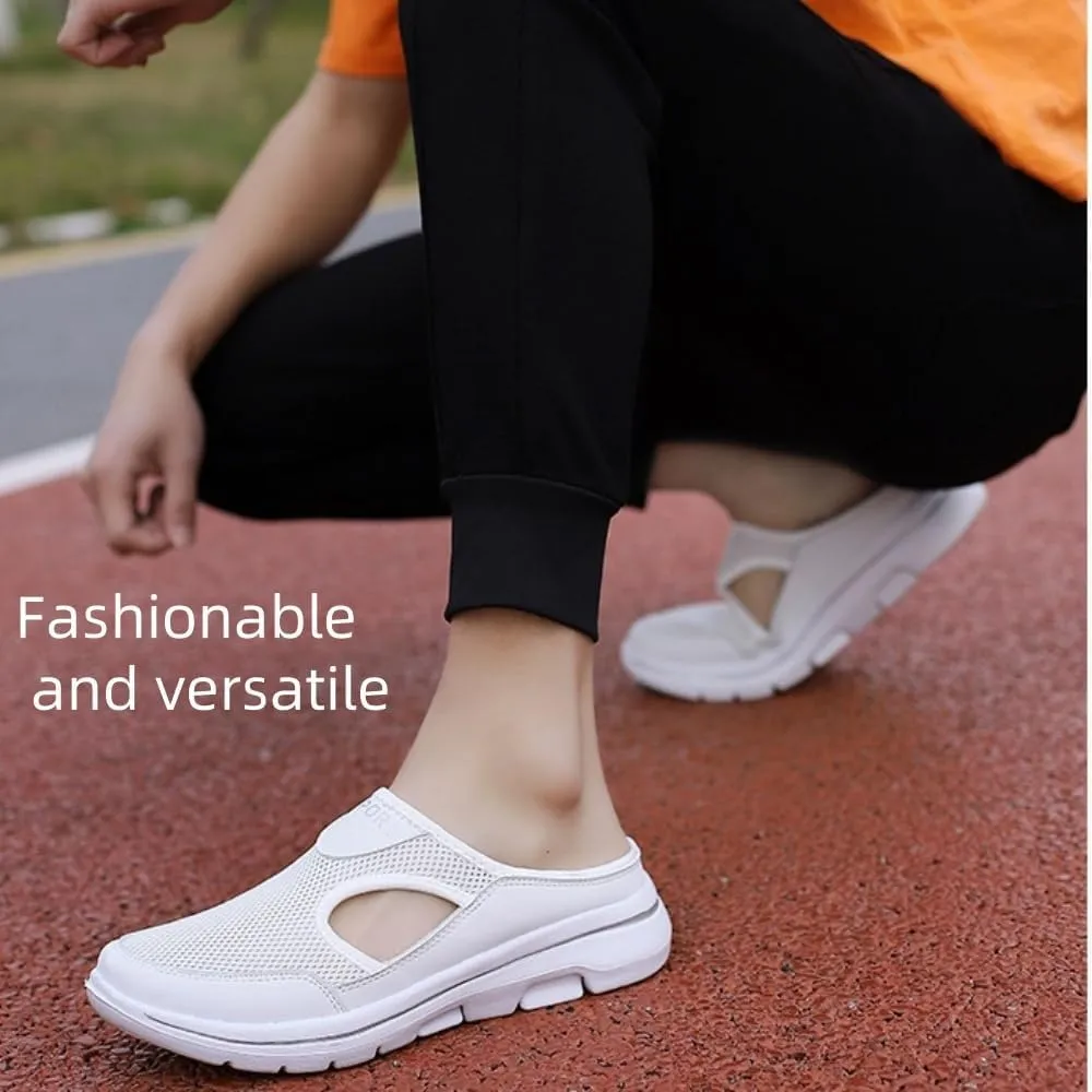 Men's Orthopedic Hollow-Out Summer Sandals, Slip On Mesh Shoes Sandals Breathable, Knit Mesh Walking Beach Sandals with Arch Support
