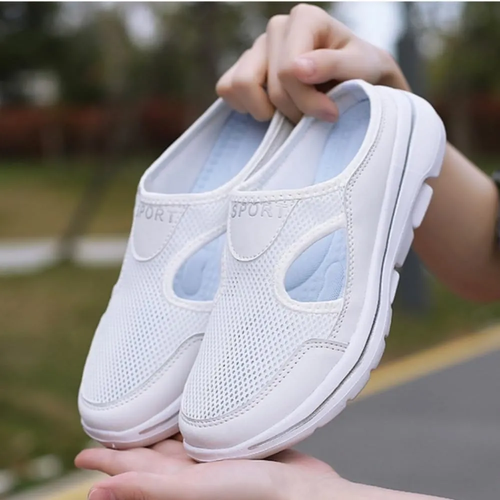Men's Orthopedic Hollow-Out Summer Sandals, Slip On Mesh Shoes Sandals Breathable, Knit Mesh Walking Beach Sandals with Arch Support