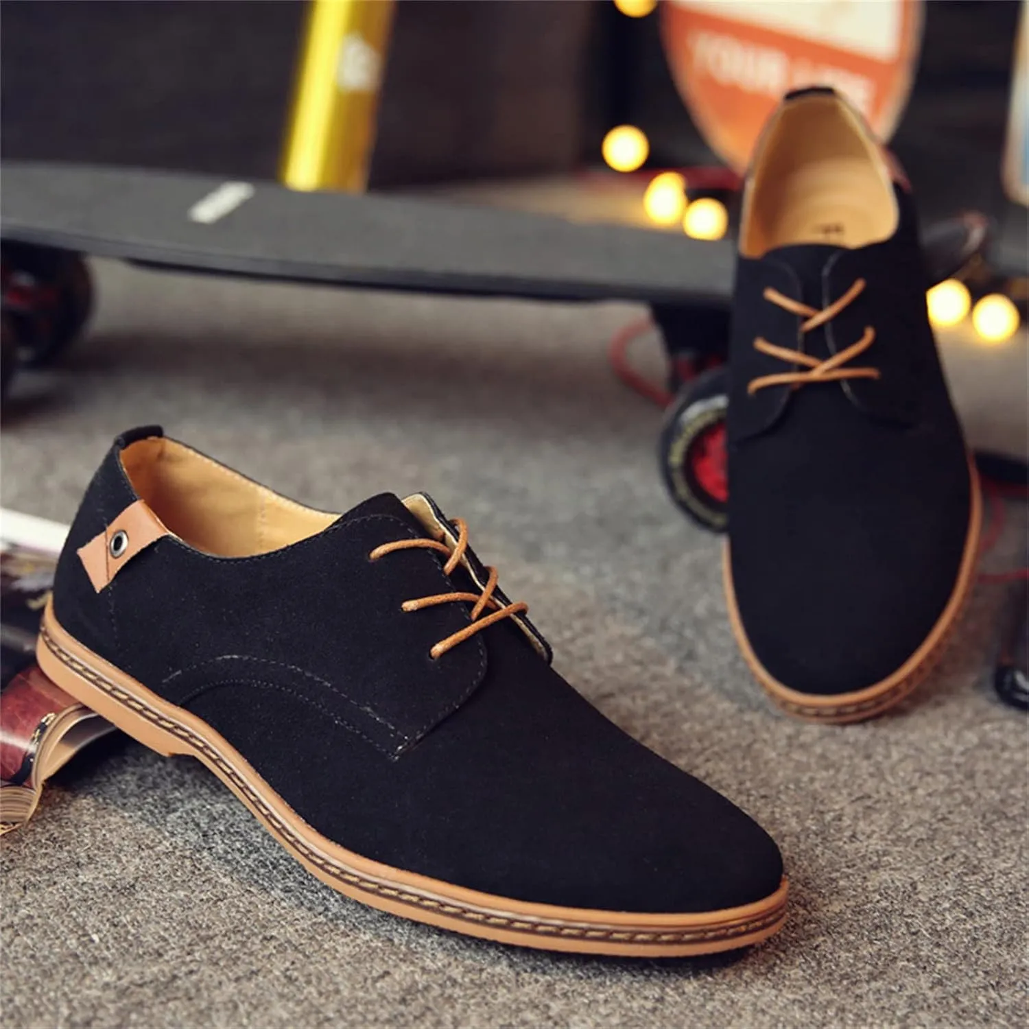 Men's Suede Lace Up Oxfords Orthopedic Leather Shoes,Dress Business Casual Shoes Luxury Work Office Soft Sole Derby Shoes
