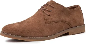 Men's Suede Pointed Toe Casual Business Oxford Shoes Classic Modern Lace-Up Derby Brogue Dress Shoes for Work Wedding Party Prom