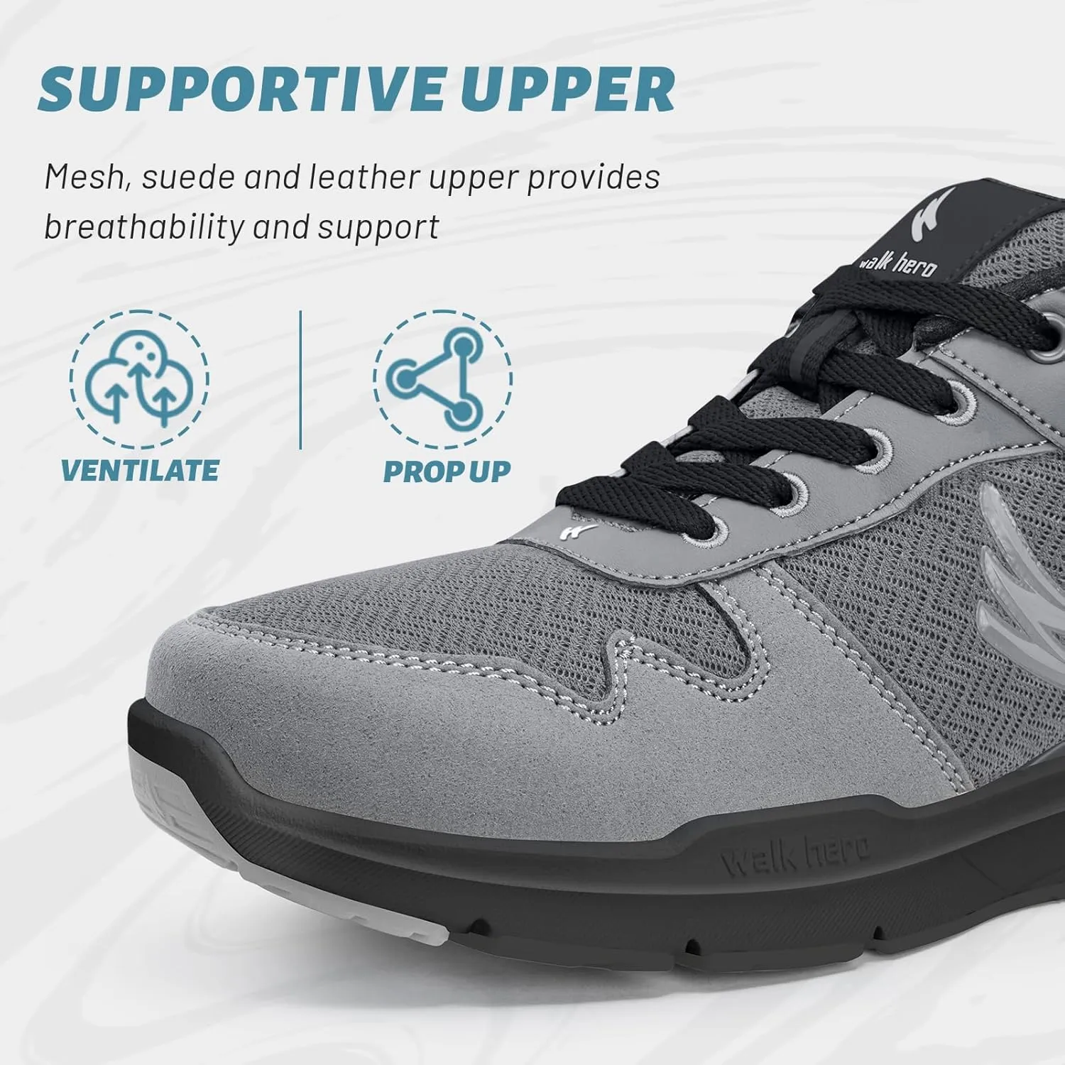 Mens Walking Shoes for Plantar Fasciitis, Orthopedic Sneakers for Men with Arch Support, Comfortable Casual Shoes for Pain Relief with Non Slip Rubber Sole