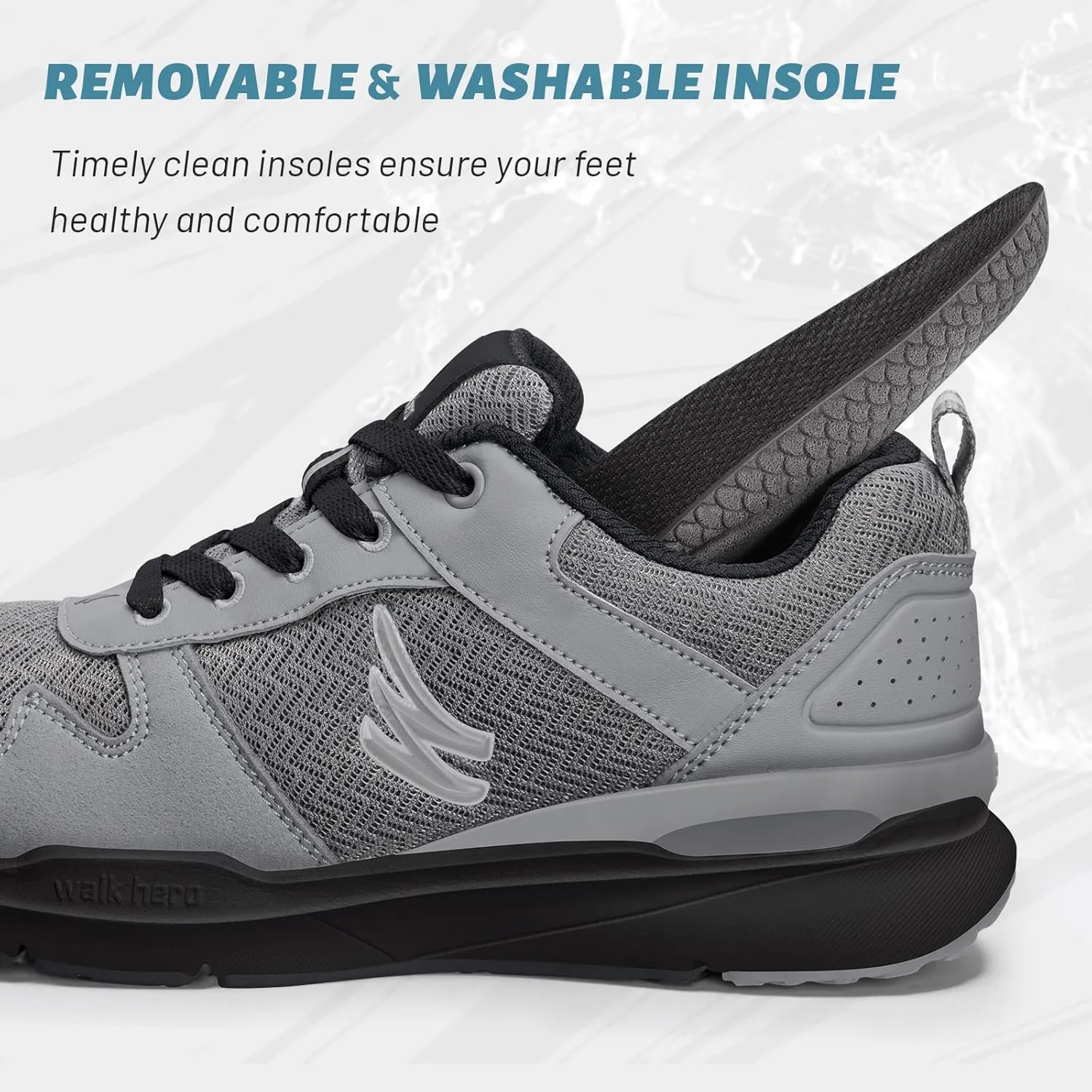 Mens Walking Shoes for Plantar Fasciitis, Orthopedic Sneakers for Men with Arch Support, Comfortable Casual Shoes for Pain Relief with Non Slip Rubber Sole