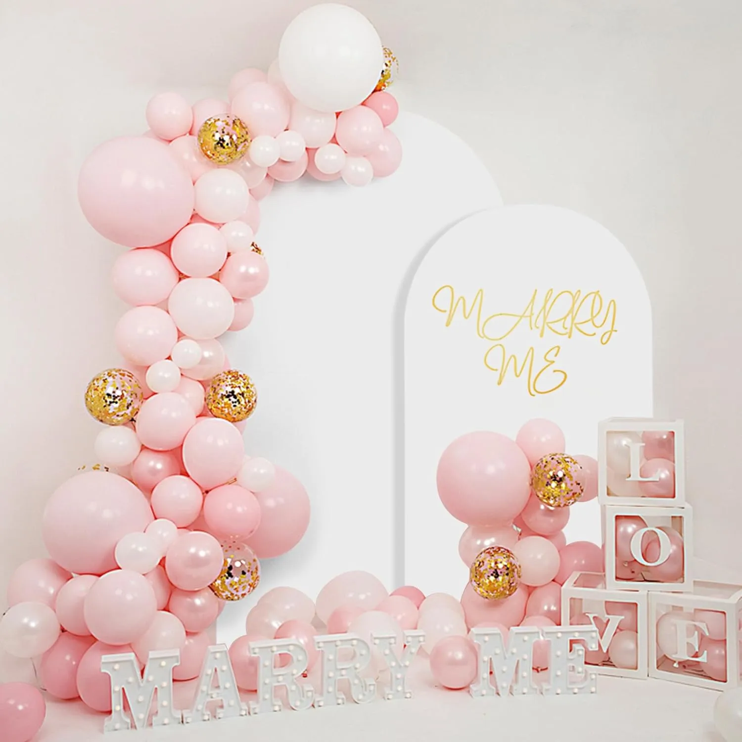 Metal Arch Backdrop Stand Set of 2 With Cover, (7.2FT 6FT) Gold Wedding Arch Stand Balloon Arched Frame for Birthday Party Baby Shower Graduation Ceremony Decoration