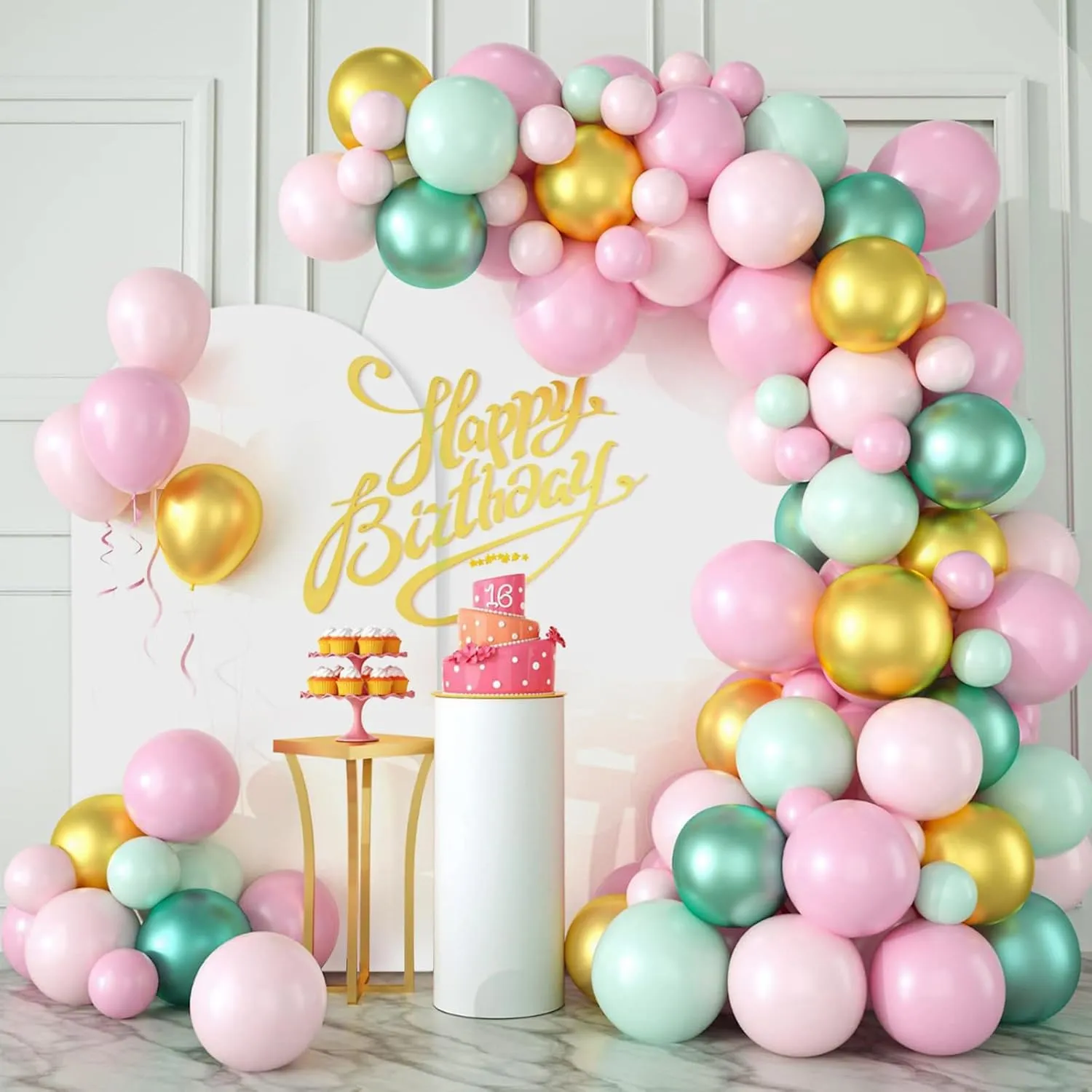 Metal Arch Backdrop Stand Set of 2 With Cover, (7.2FT 6FT) Gold Wedding Arch Stand Balloon Arched Frame for Birthday Party Baby Shower Graduation Ceremony Decoration