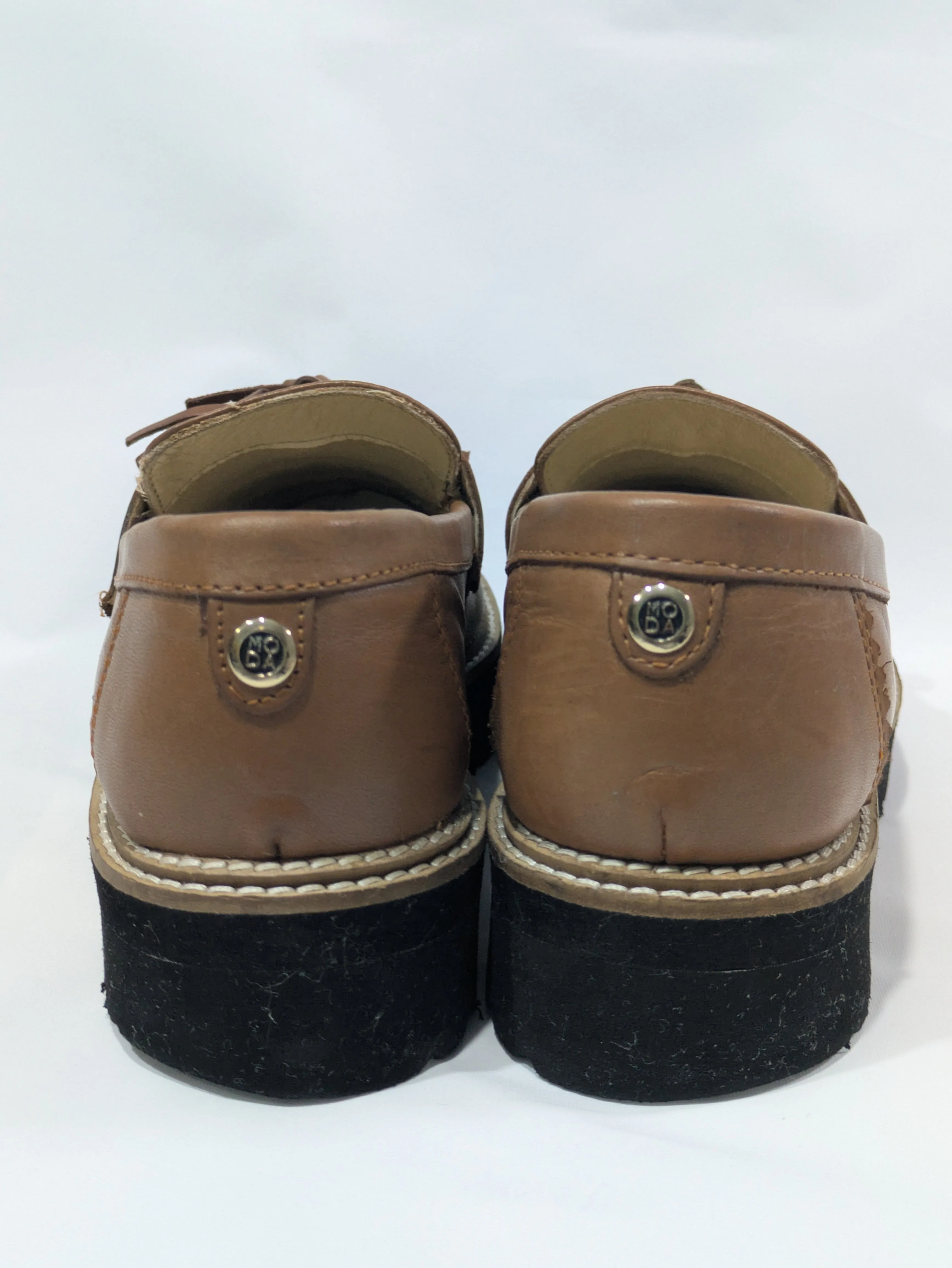 Moda In Pelle Elvite Chunky Sole Tassel Loafers – Tan Leather Size: UK 5 / EU 38 / US 7