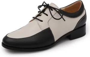 Mona flying Womens Handmade Dress Oxfords Derby Comfortable Lace up Leather Flat Office Work Shoes for Ladies