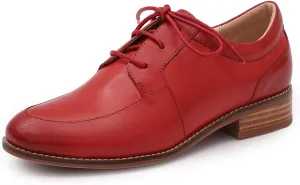 Mona flying Womens Handmade Dress Oxfords Derby Comfortable Lace up Leather Flat Office Work Shoes for Ladies