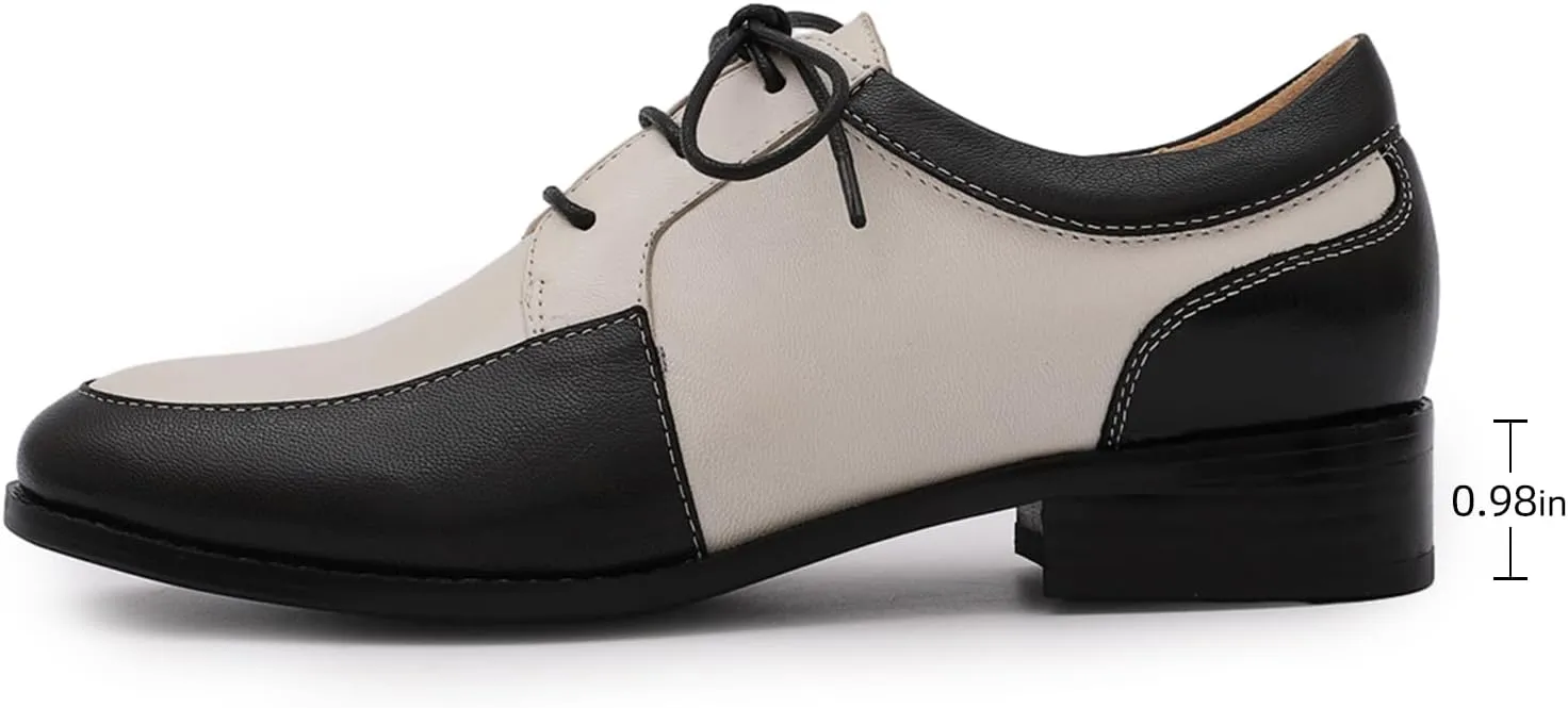 Mona flying Womens Handmade Dress Oxfords Derby Comfortable Lace up Leather Flat Office Work Shoes for Ladies
