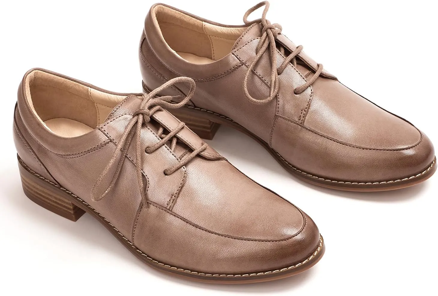 Mona flying Womens Handmade Dress Oxfords Derby Comfortable Lace up Leather Flat Office Work Shoes for Ladies
