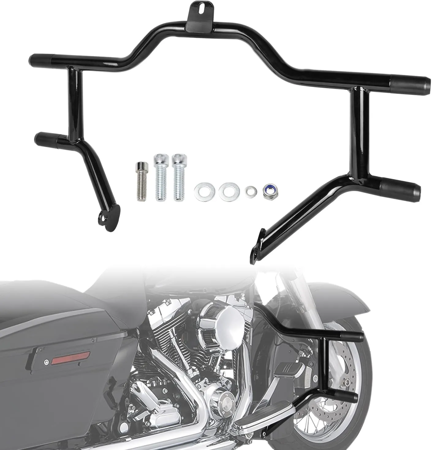 Motorcycle Front Highway Engine Guard Crash Bar Compatible With For Touring Street Glide Road Glide Road King Electra Glide Trike 2009-2024 Flat Out Bar Bumper Protector