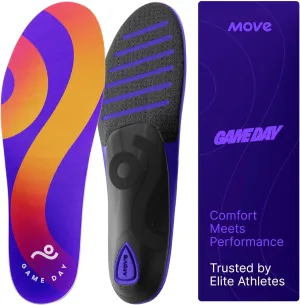 MOVE Game Day - All-Purpose Support Insoles - Plantar Fasciitis, Running, Shock Absorption, Flat Feet, Arch Support, Basketball, Active Lifestyle, Walking and Athletics (M 10-10.5 / WM 11.5-12)